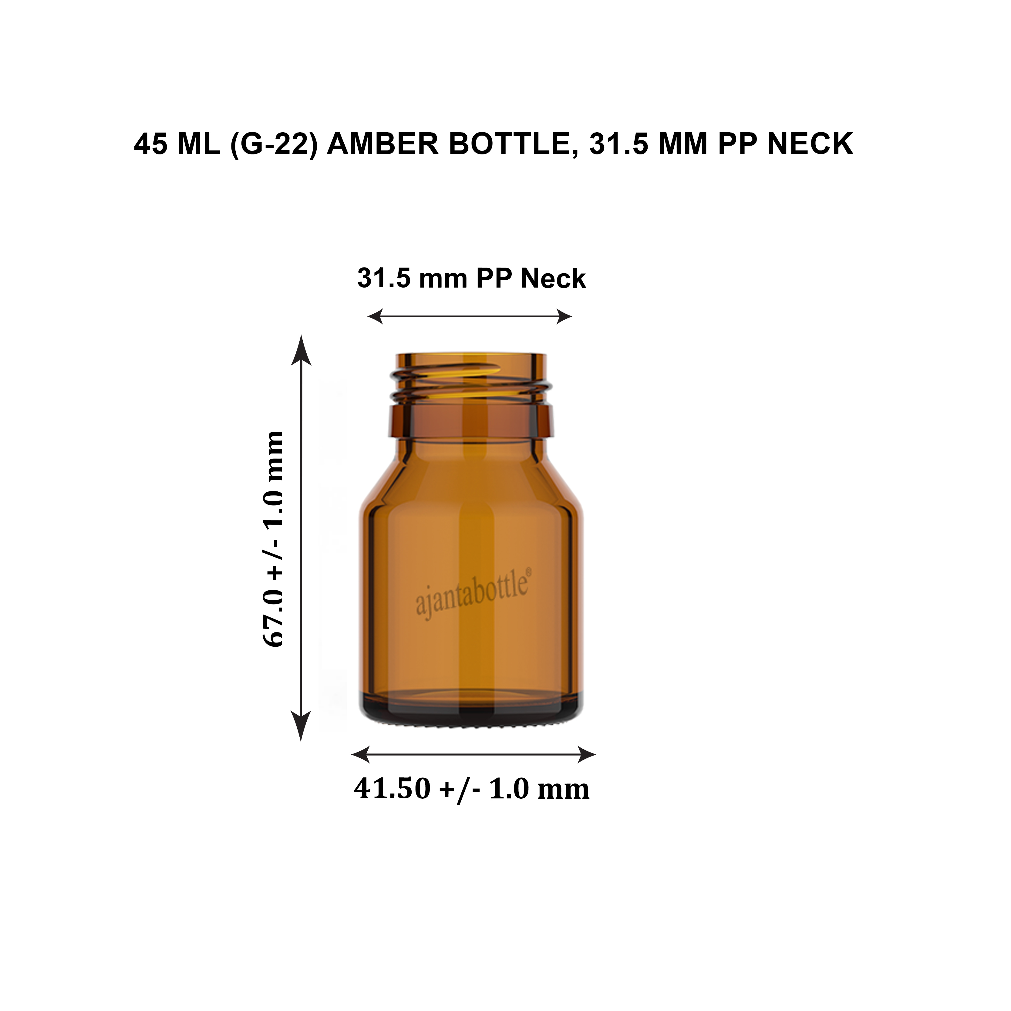 Ml G Amber Glass Bottle Mm Ropp Neck Ajanta Bottle Pvt Ltd