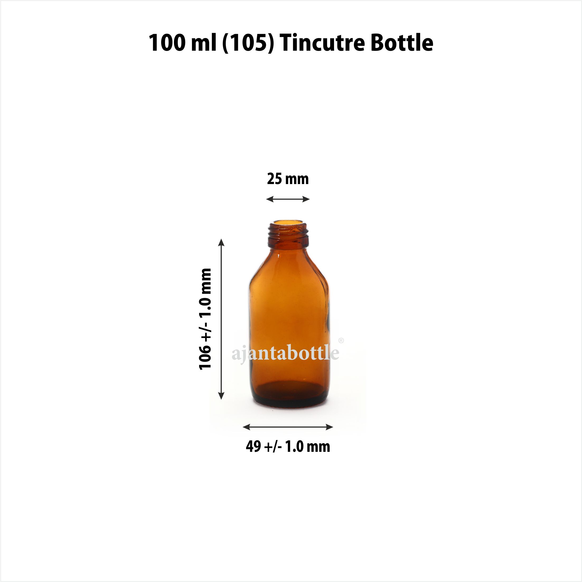 100 Ml Ring Amber Glass Bottle 25 Mm Ropp Neck Ajanta Bottle Pvt Ltd