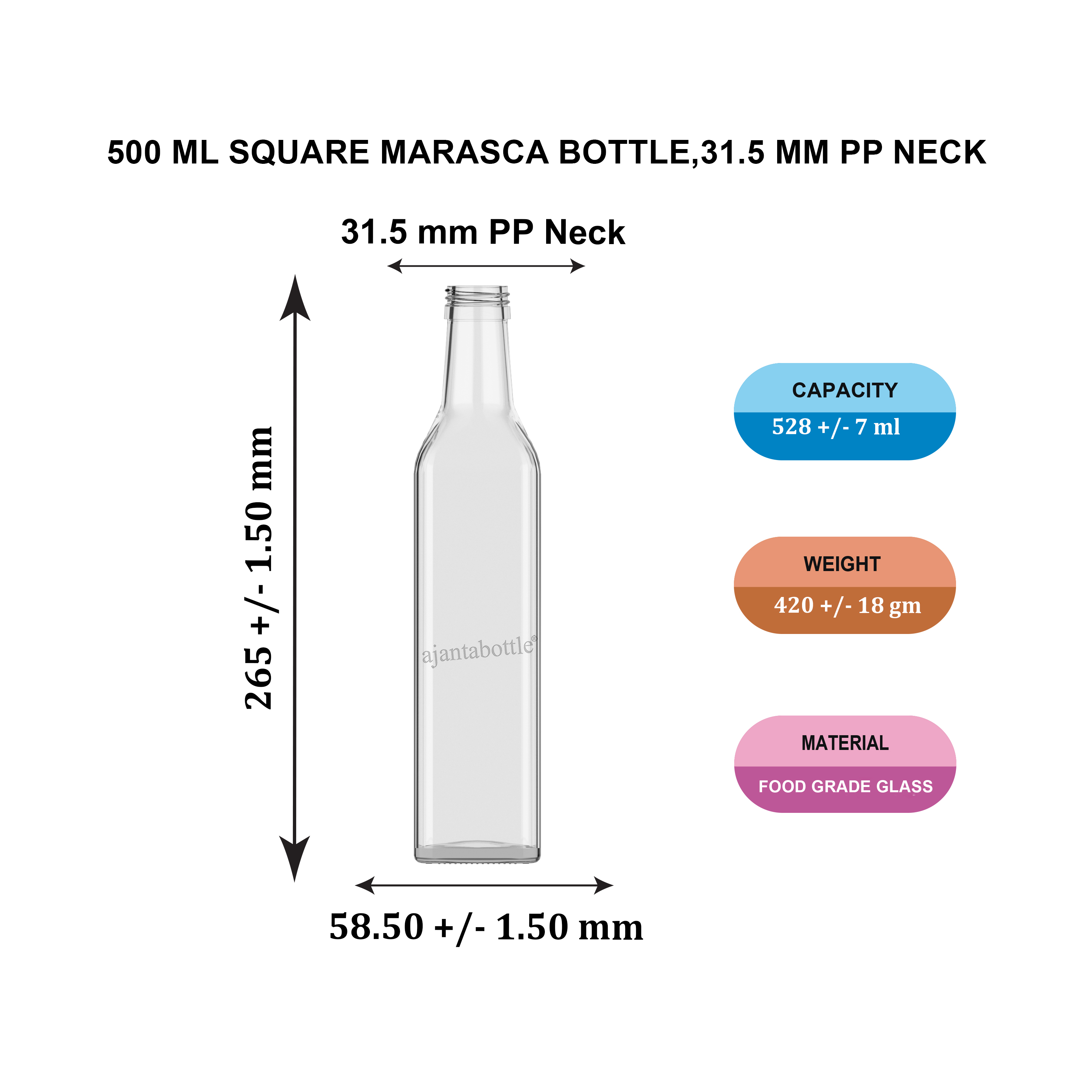 BOTTIGLIA MARASKA 500 ml TRASPARENTE