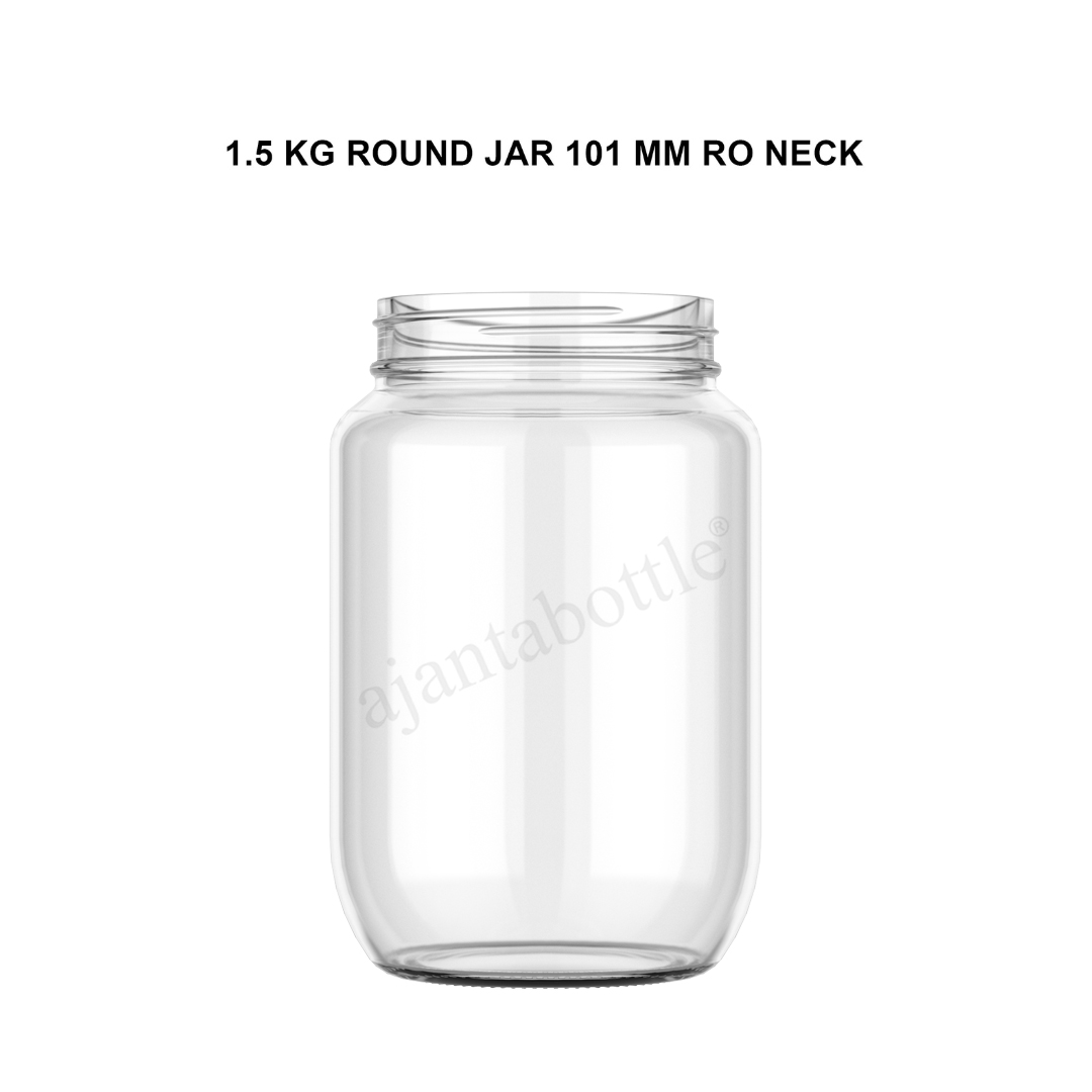 1 5 Kg Round Glass Jar 101mm Ro Neck Ajanta Bottle Pvt Ltd