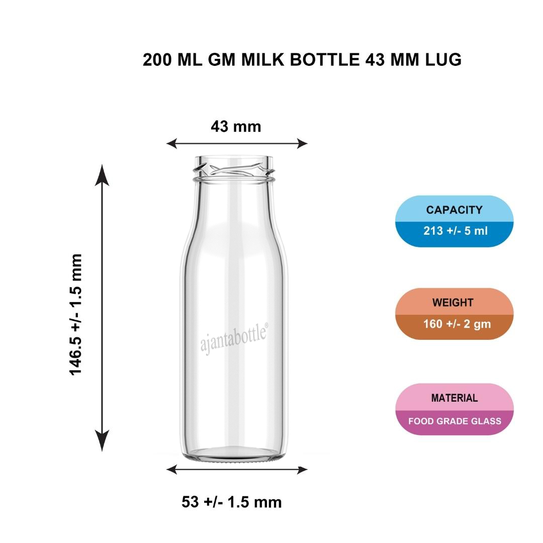 300 ml Juice Glass Bottle 43 mm Lug Neck - Ajanta Bottle Pvt Ltd 