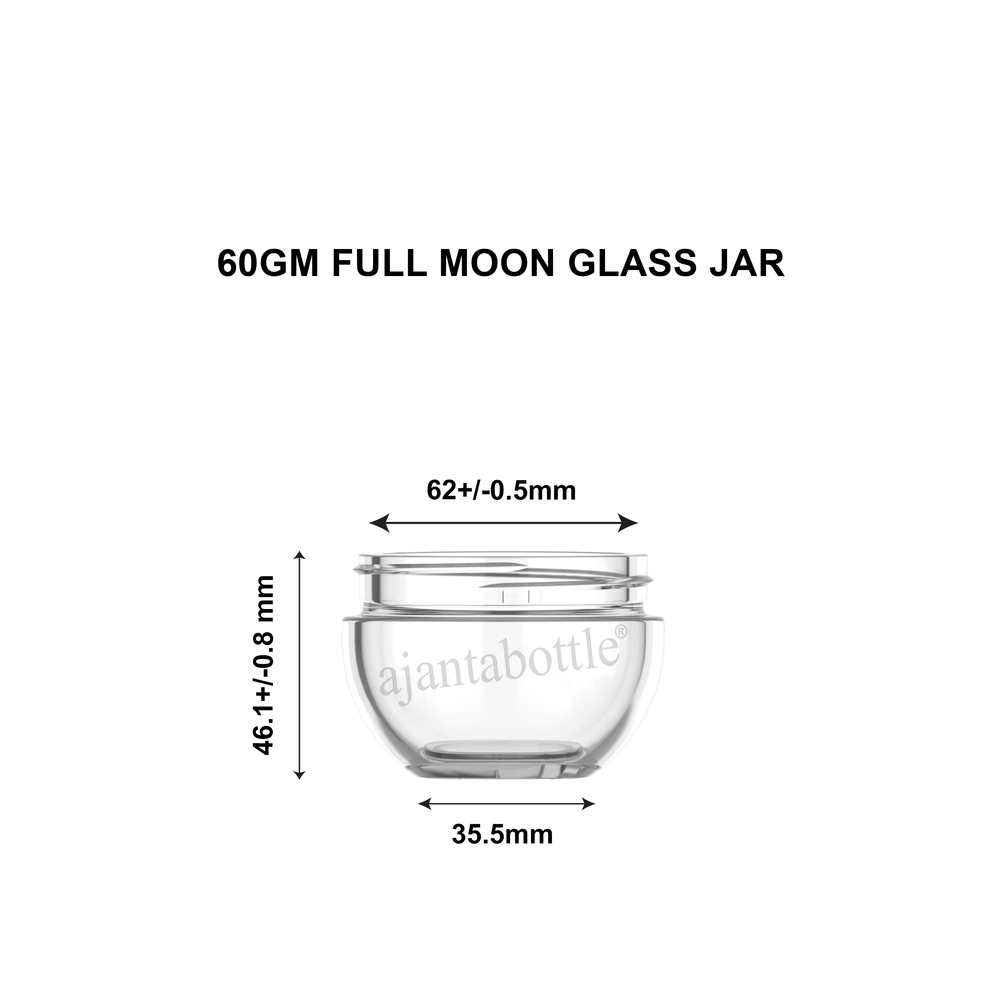 60 gm Full Moon Glass Jar Ajanta Bottle Pvt Ltd